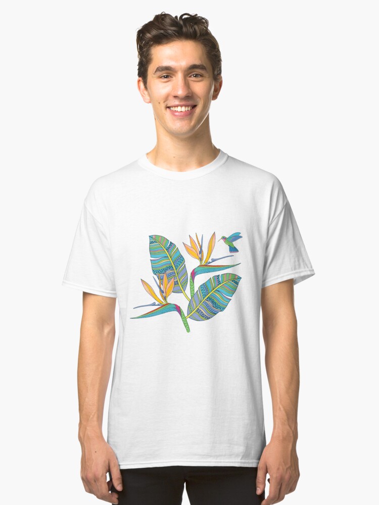Alternate view of Bohemian Birds of Paradise on pink Classic T-Shirt