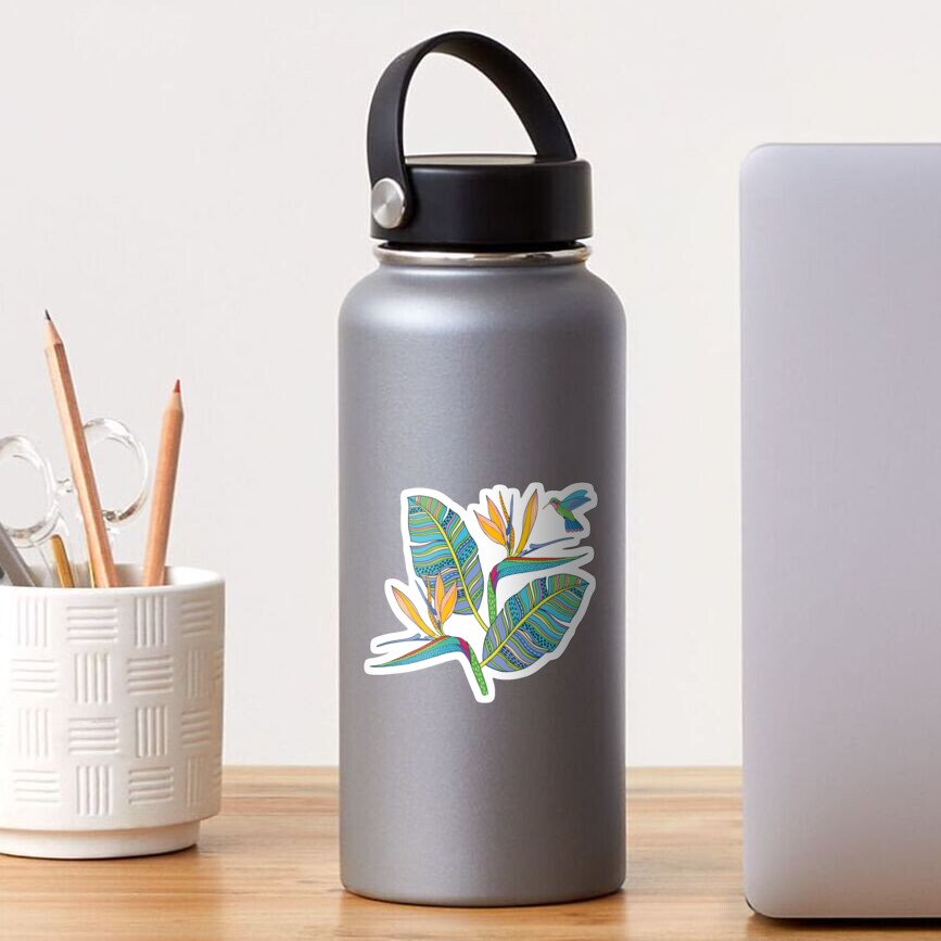 Bohemian Birds of Paradise on pink Sticker