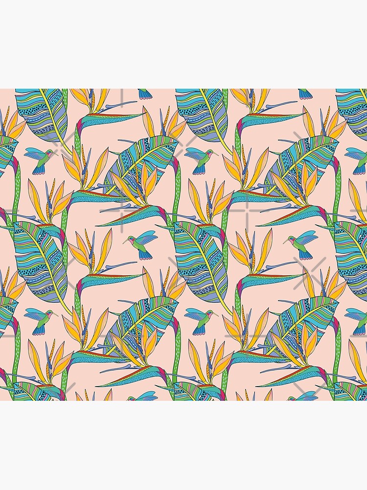 Bohemian Birds of Paradise on pink by nadyanadya