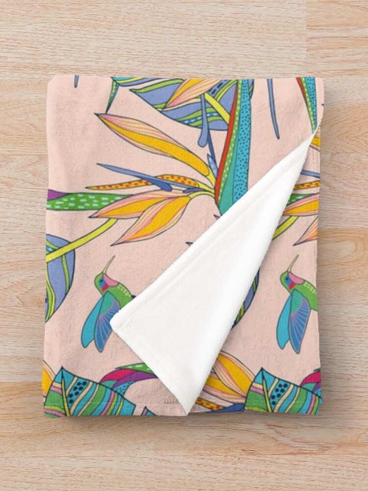 Alternate view of Bohemian Birds of Paradise on pink Throw Blanket