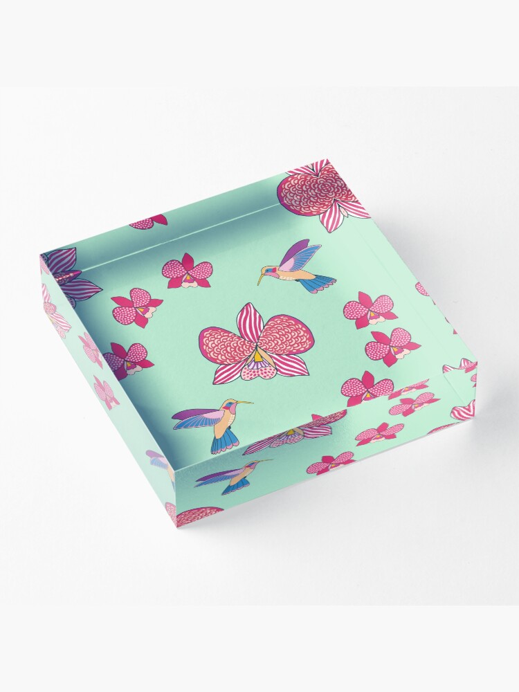 Alternate view of Bohemian Orchids (with stickers) Acrylic Block