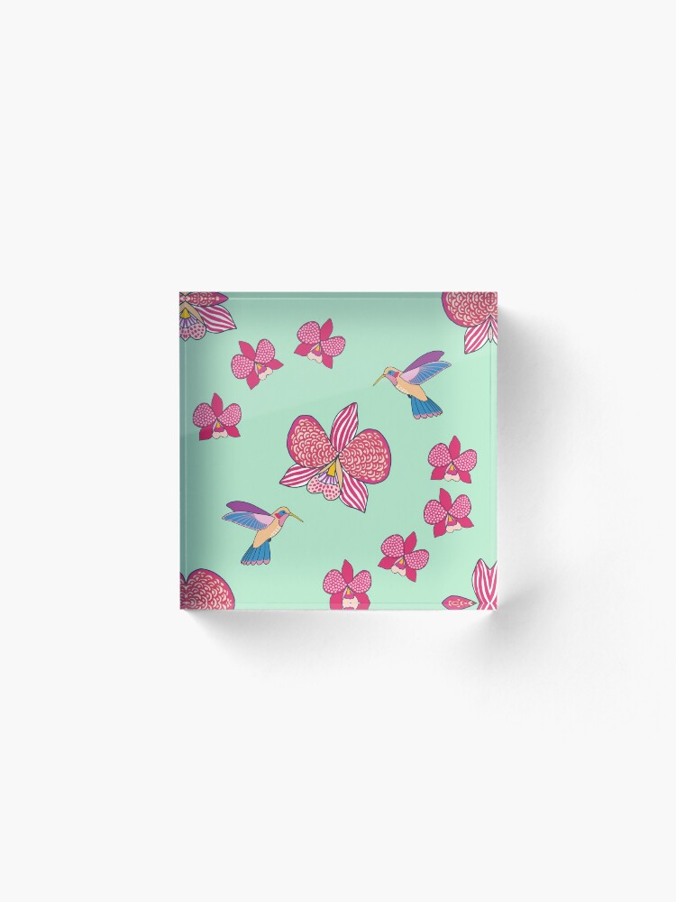 Alternate view of Bohemian Orchids (with stickers) Acrylic Block