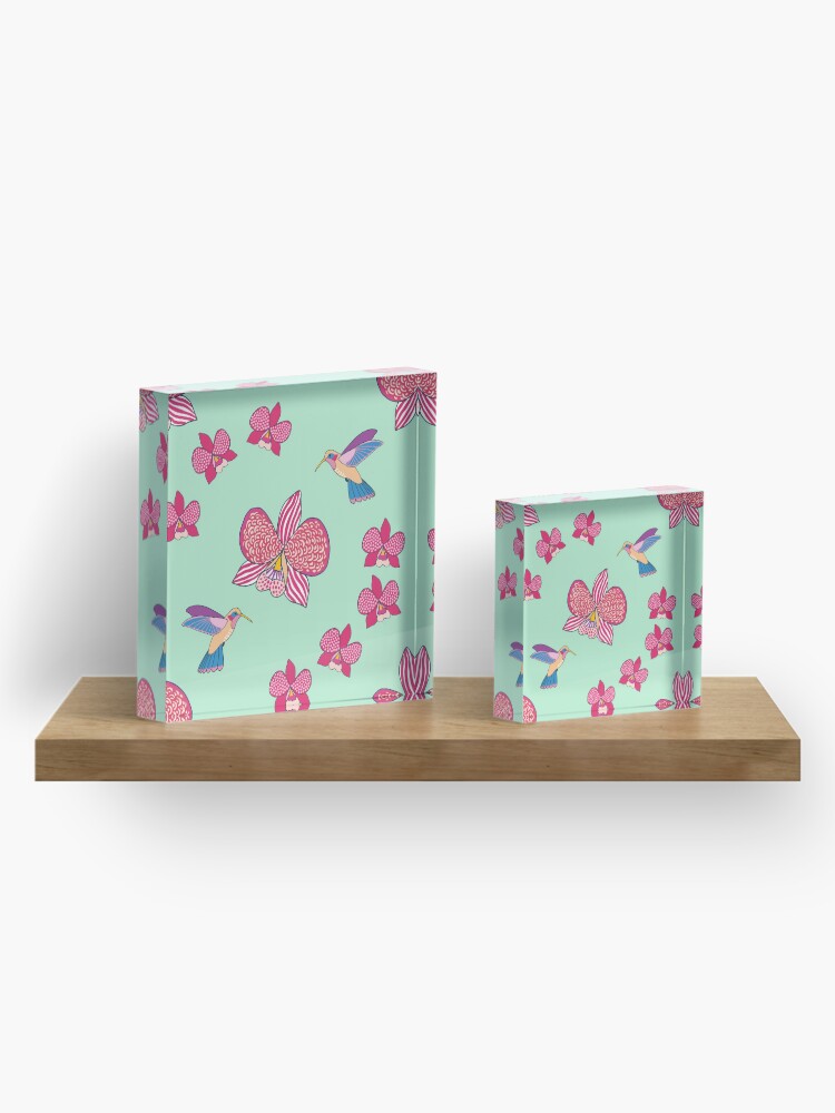 Alternate view of Bohemian Orchids (with stickers) Acrylic Block