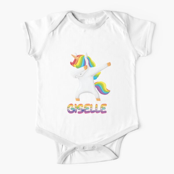 Dabbing Unicorn Giselle - Special Personalised Gift For Giselle Short Sleeve Baby One-Piece