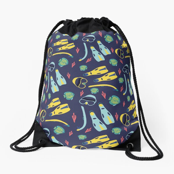 SNORKELING WITH TROPICAL FISH Drawstring Bag