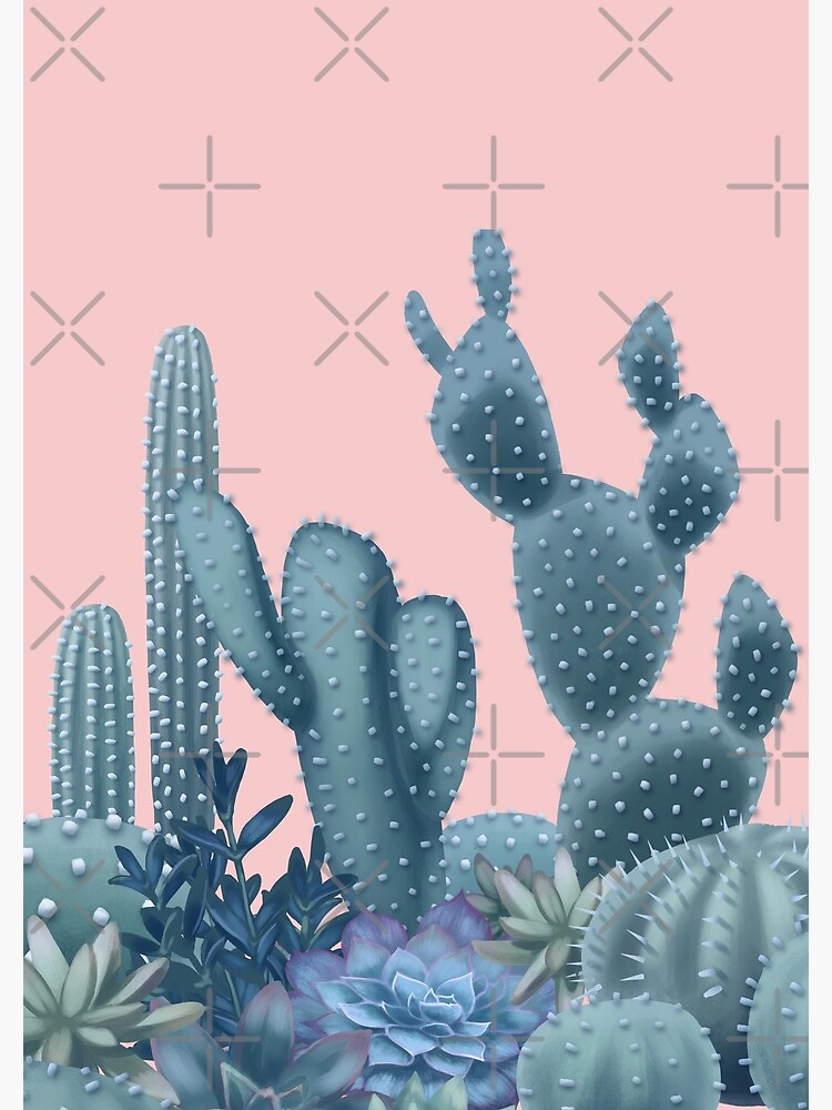 Serenity Cacti on Rose Quartz Background by ikerpazstudio
