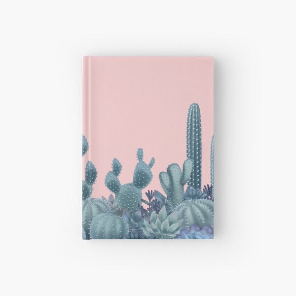 Serenity Cacti on Rose Quartz Background Hardcover Journal