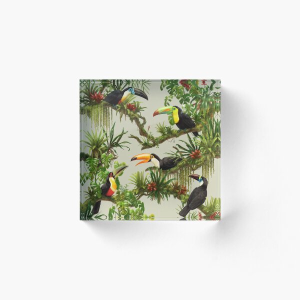 Toucans and bromeliads - canvas background Acrylic Block