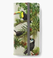 Toucans and bromeliads - canvas background iPhone Wallet/Case/Skin