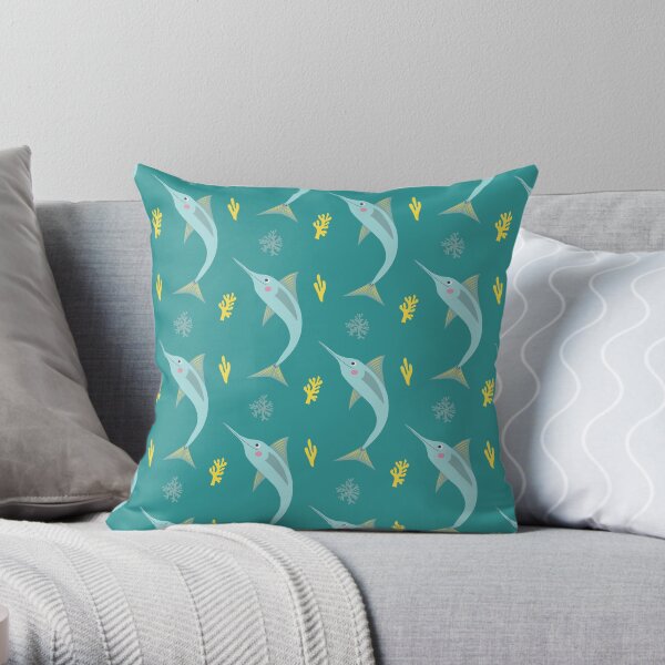JUMPING SWORDFISH Throw Pillow