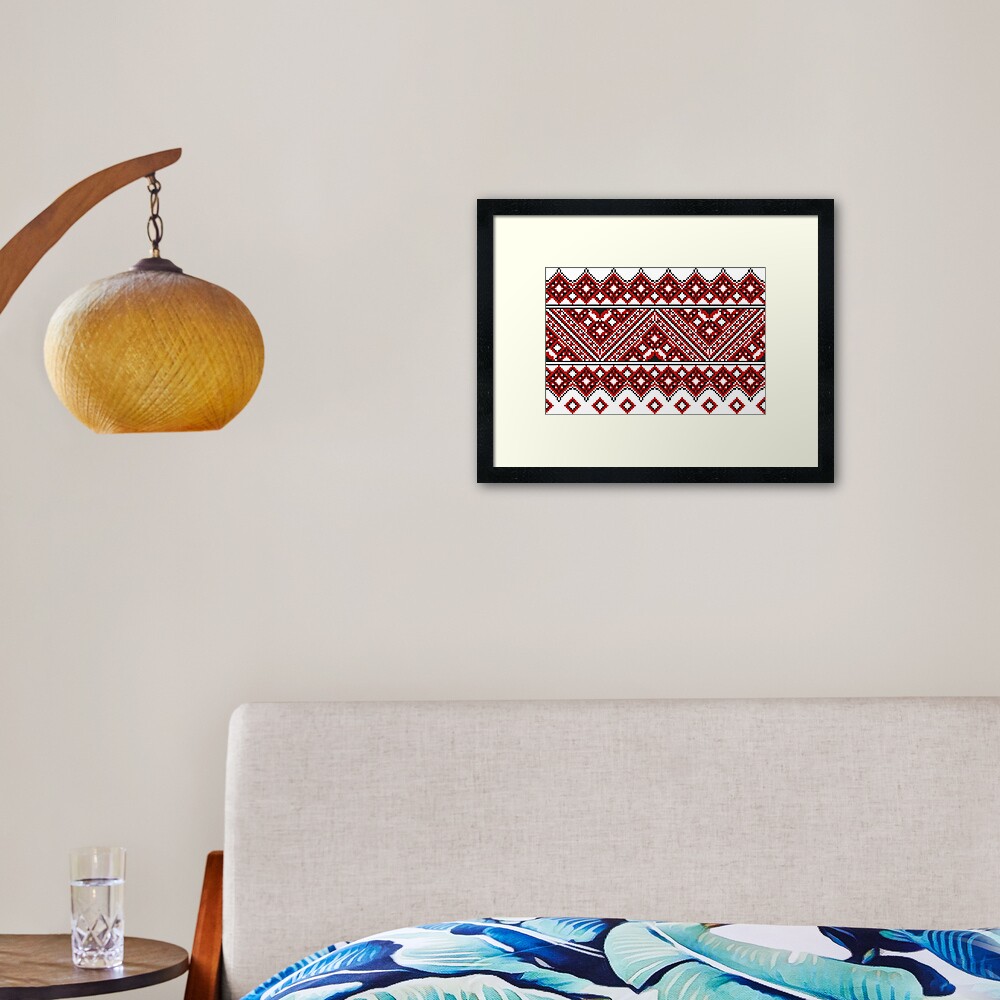 #Ukrainian #Embroidery, #CrossStitch, #Pattern Framed Art Print