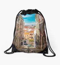 Alley in Lisbon Drawstring Bag