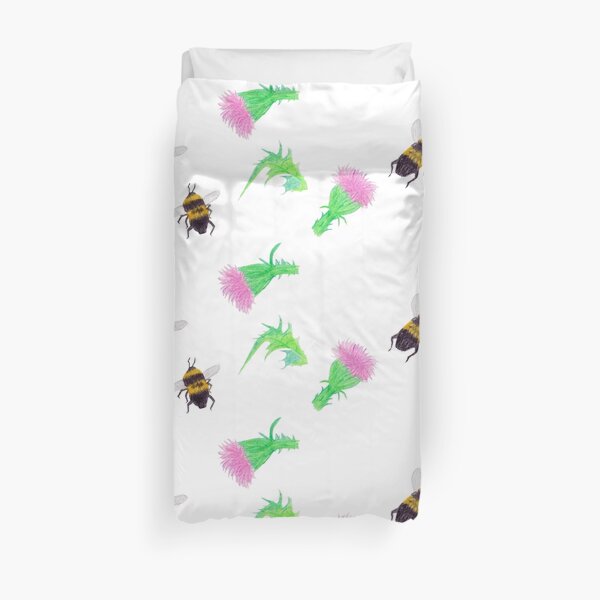 Bumblebees and Thistles Duvet Cover