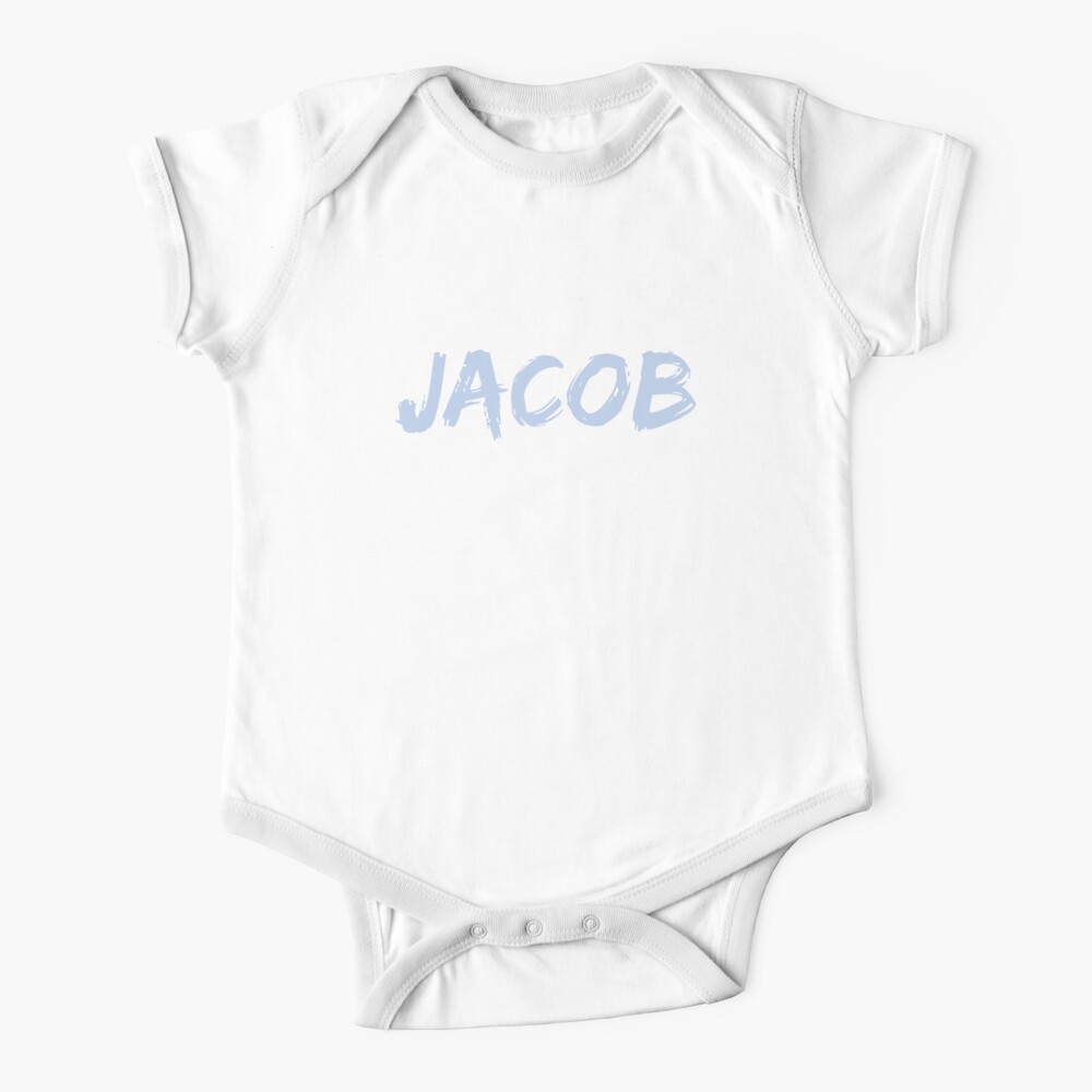 Jacob First Name Personalized Blue Grey Baby One Piece By Astrogearstore Redbubble