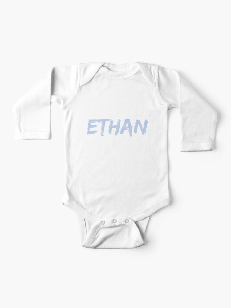 Ethan First Name Personalized Blue Grey Baby One Piece By Astrogearstore Redbubble