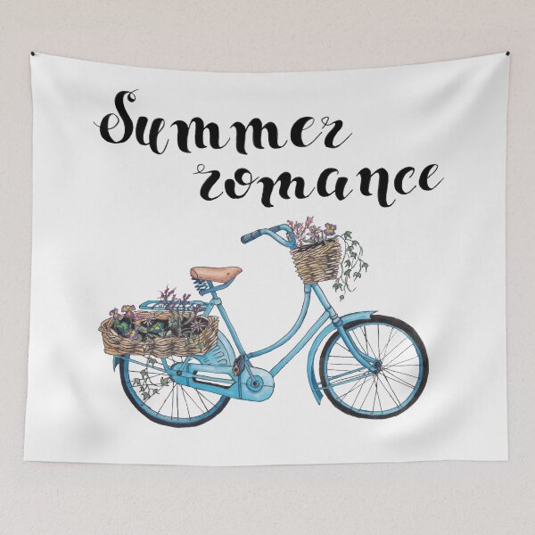 Item preview, Illustration "Summer Romance" with a bicycle, watercolor and contour designed and sold by SASHA-MATBON.