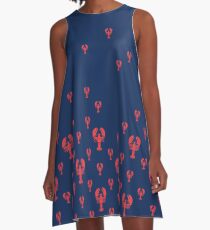 Lobster Squadron on navy A-Line Dress