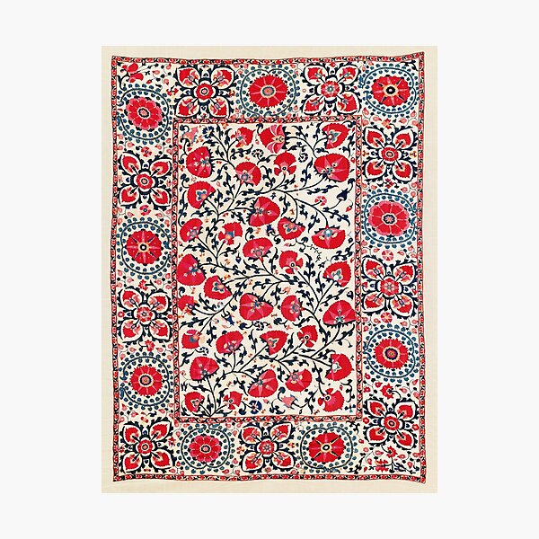 Shakhrisyabz Suzani Uzbekistan Floral Embroidery Print Photographic Print