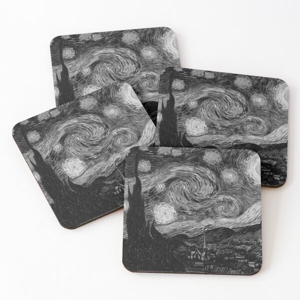 Item preview, The Starry Night by Vincent van Gogh | Black and White Version designed and sold by Dator.