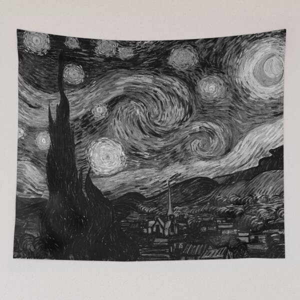 Item preview, The Starry Night by Vincent van Gogh | Black and White Version designed and sold by Dator.