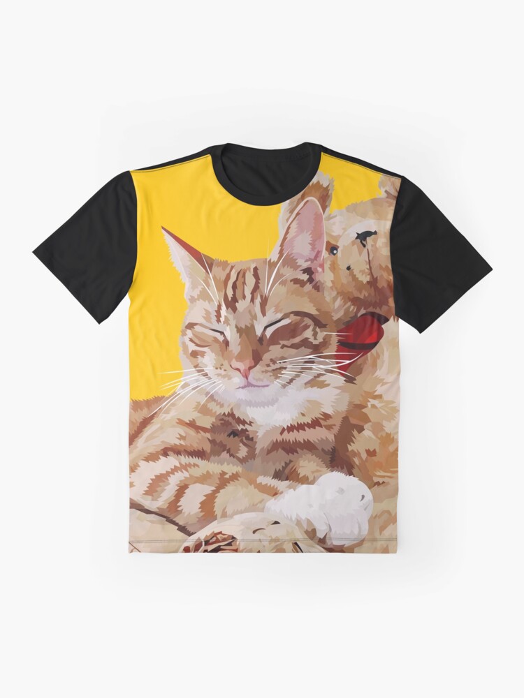Alternate view of Cat with teddybear Graphic T-Shirt