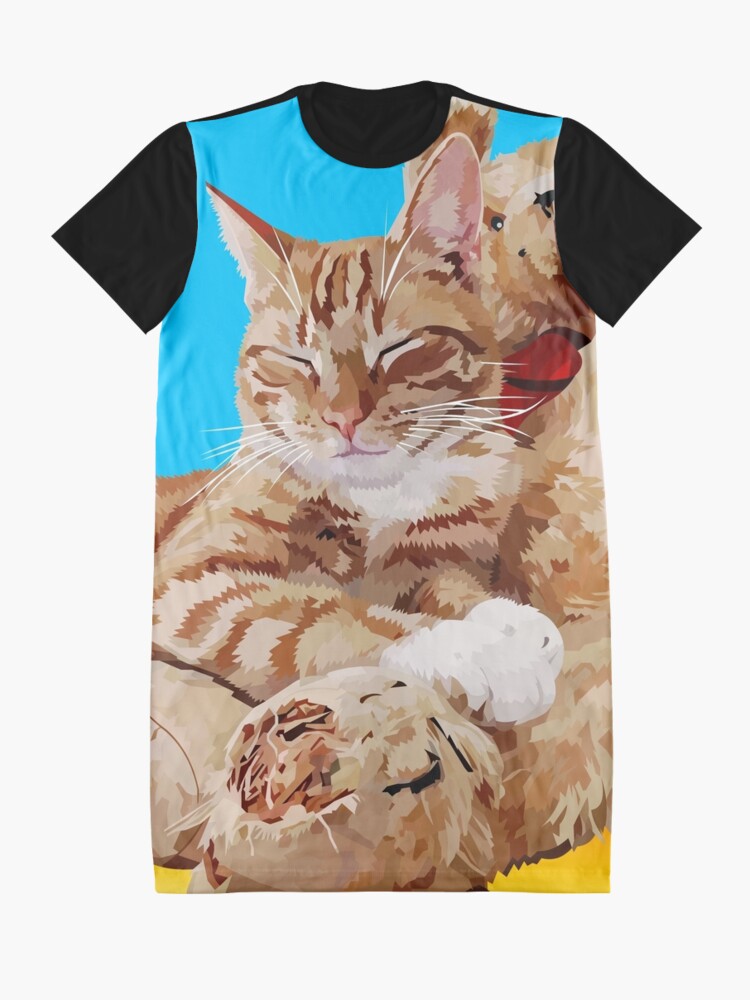 Alternate view of Cat with teddybear Graphic T-Shirt Dress