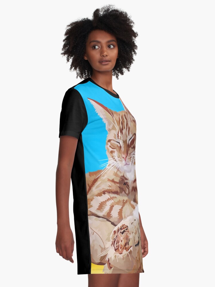 Alternate view of Cat with teddybear Graphic T-Shirt Dress