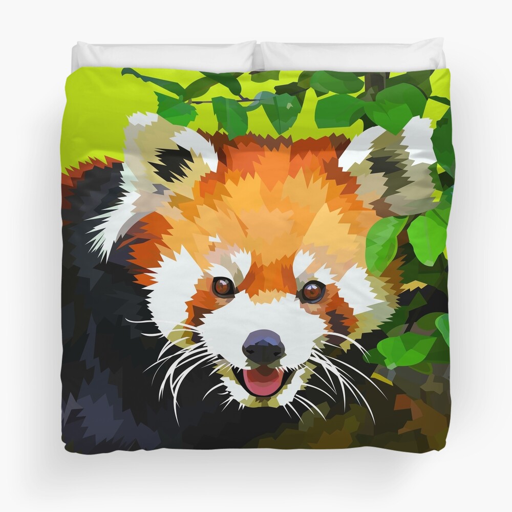Happy Red panda in a tree Duvet Cover