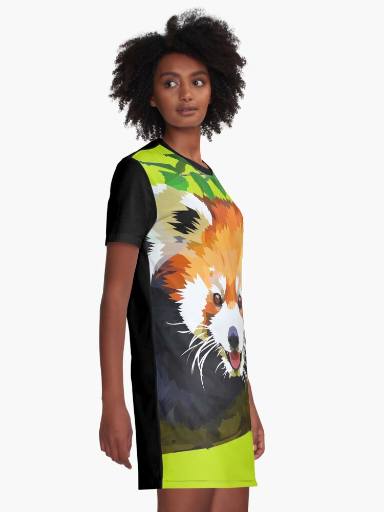 Alternate view of Happy Red panda in a tree Graphic T-Shirt Dress