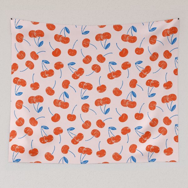 Item preview, Copy of Cherries - cute cherry - red on pink designed and sold by littlearrow.