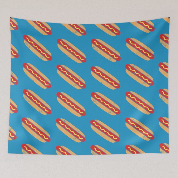 Item preview, hot dogs on blue - cookout - summer - foodie designed and sold by littlearrow.