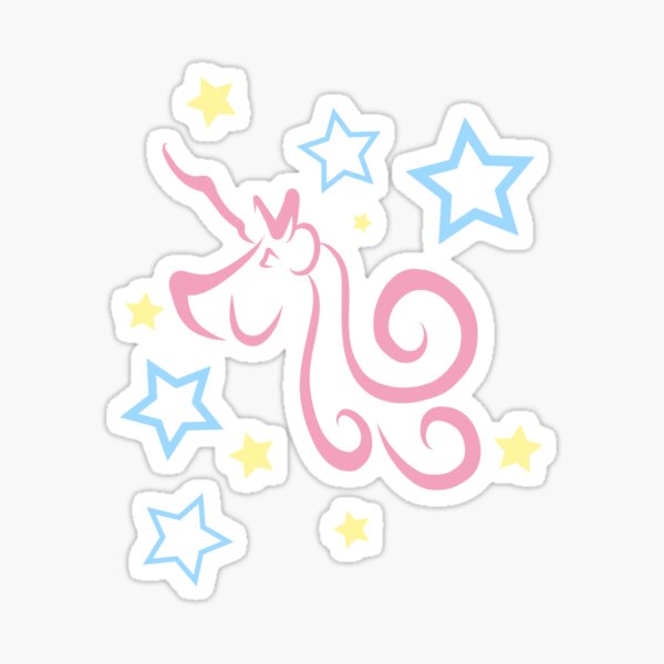 Purple Unicorns and Stars in Pink, Yellow & Blue Pattern Sticker