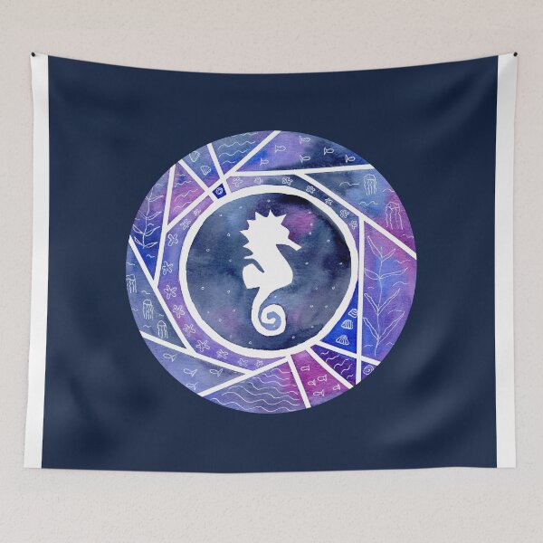 Item preview, Watercolor Seahorse with dark blue background designed and sold by Sandra Connelly.