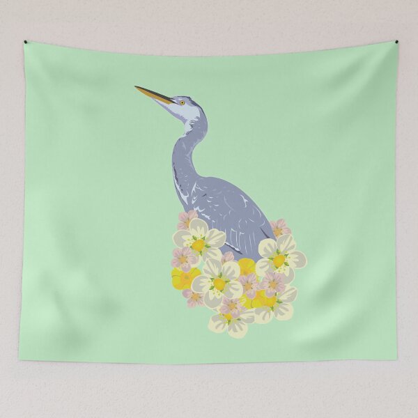 Item preview, crane with wild flowers designed and sold by Miriam Omura.