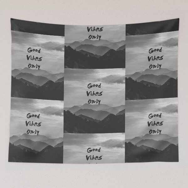 Item preview, GOOD VIBES ONLY / handwritten Landscape - black and white - by Iona Art Digital designed and sold by IonaArtDigital.