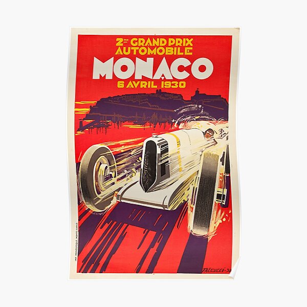 POSTER 1933 MONACO CAR STREET RACE GRAND PRIX AUTOMOBILE VINTAGE REPRO FREE S//H