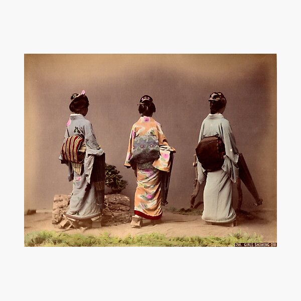 Japanese girls showing Obi Photographic Print