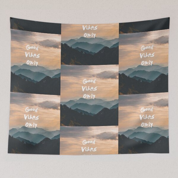 Item preview, GOOD VIBES ONLY / handwritten Landscape - white text - by Iona Art Digital designed and sold by IonaArtDigital.