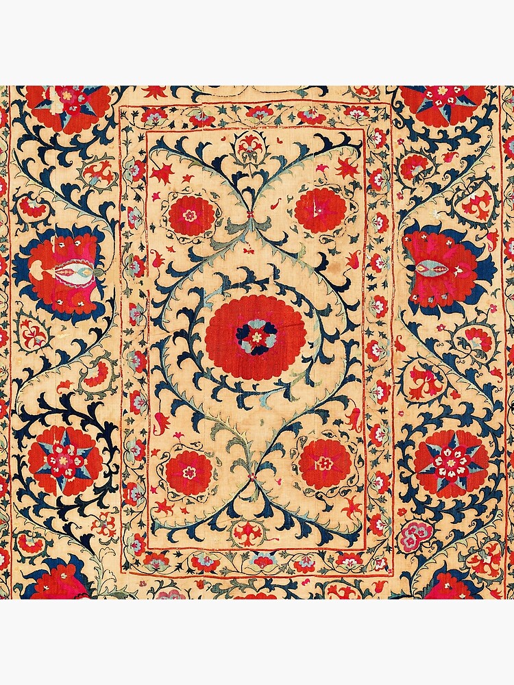 Samarkand Suzani Bokhara Uzbekistan Floral Embroidery Print by bragova