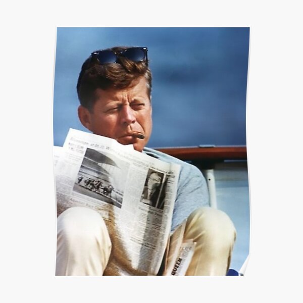 John F Kennedy Smoking Vintage Poster
