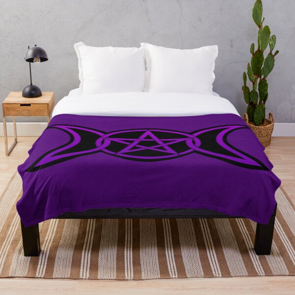 Triple Moon Goddess purple Throw Blanket