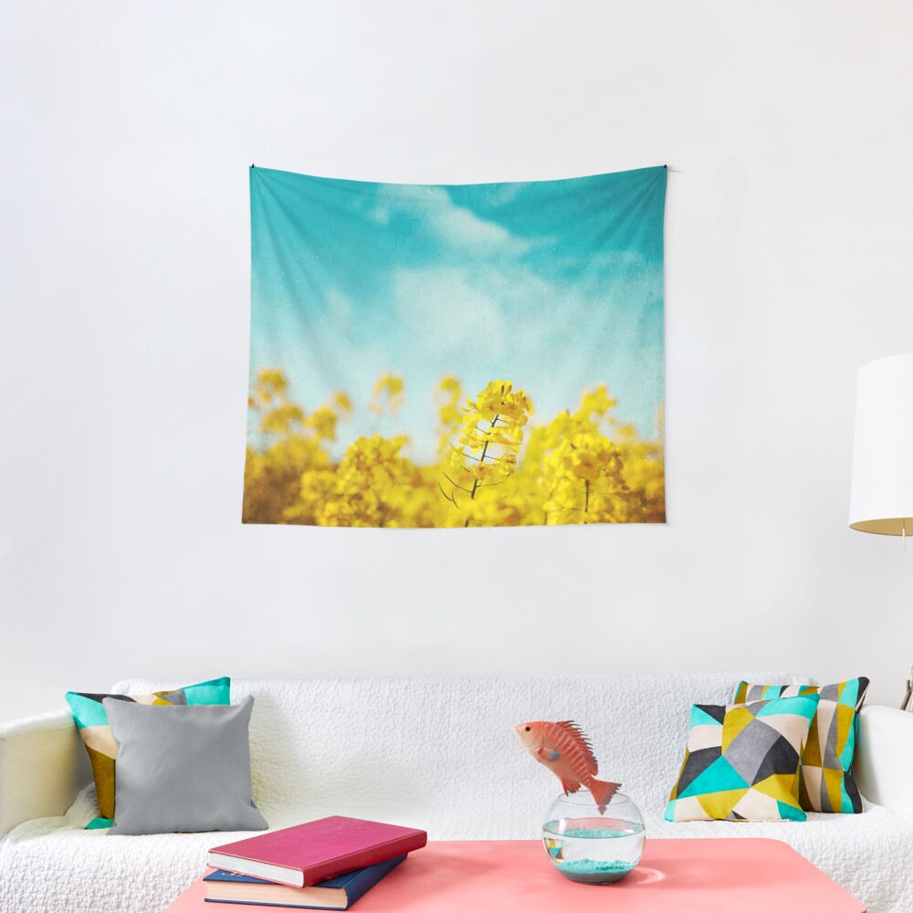 Spring Time - Blooming Rapeseed flowers Tapestry