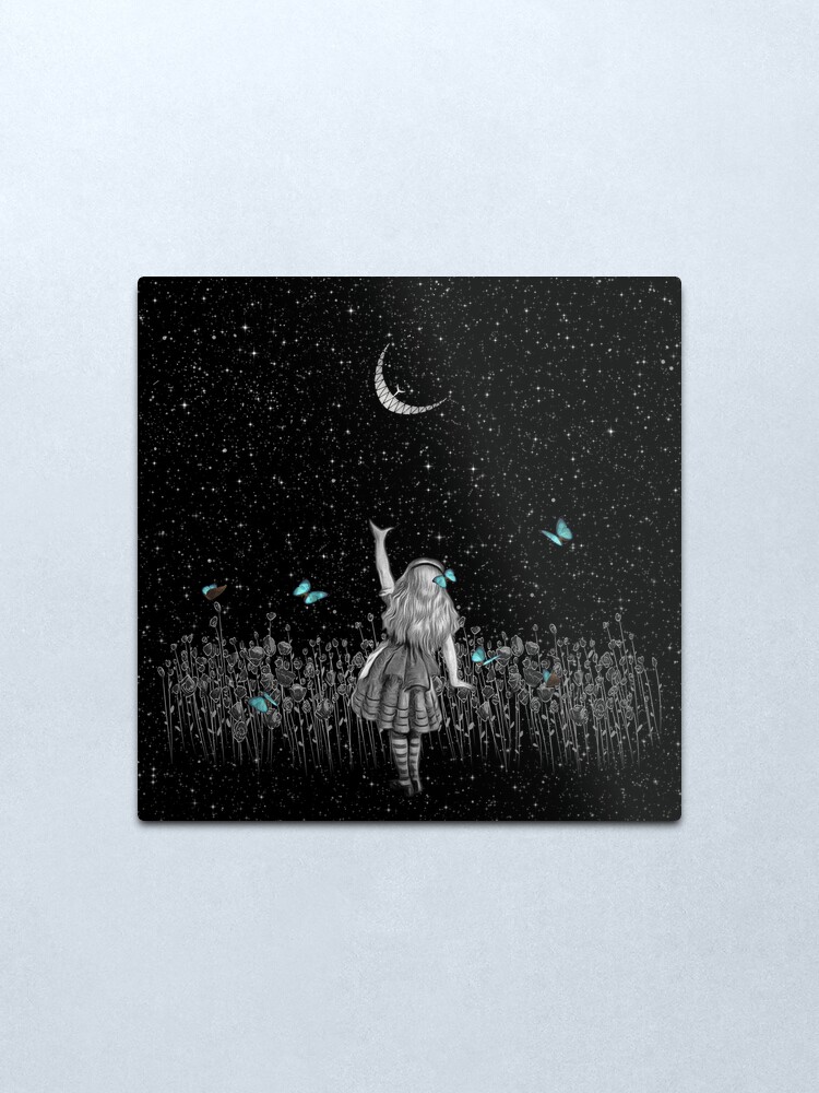 Alternate view of Wonderland Smiling Starry Night - Alice In Wonderland Metal Print