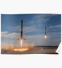 SpaceX Falcon Heavy Booster Landing 8K-Auflösung Poster