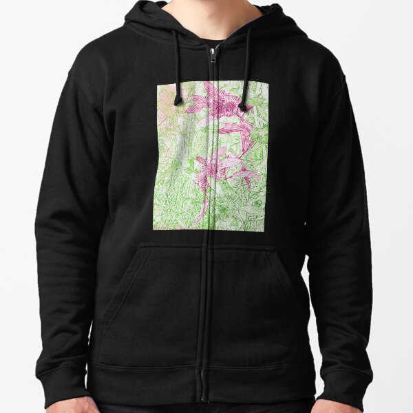 Hakea, Pink and Green Zipped Hoodie