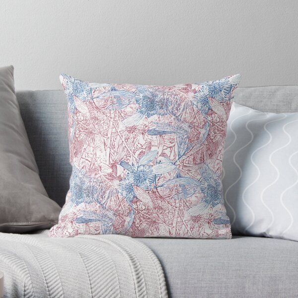 Hakea, Red and Blue Throw Pillow