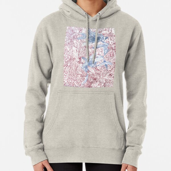 Hakea, Red and Blue Pullover Hoodie