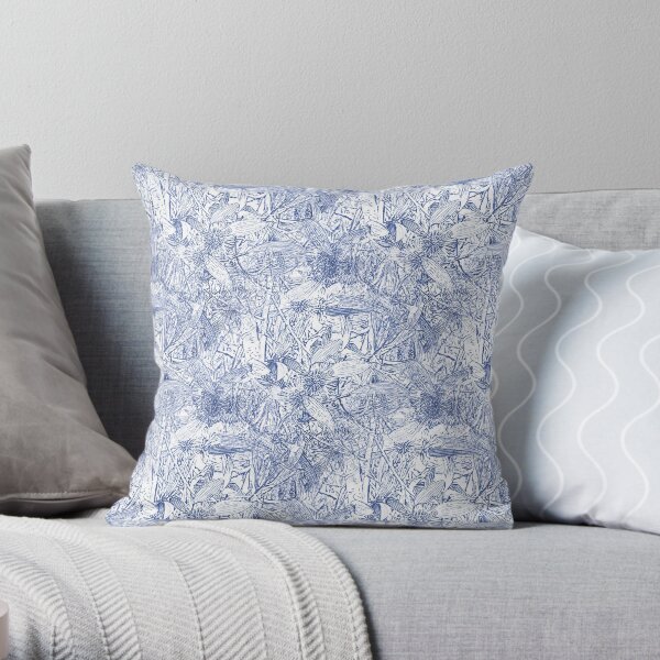 Hakea, Blue Throw Pillow