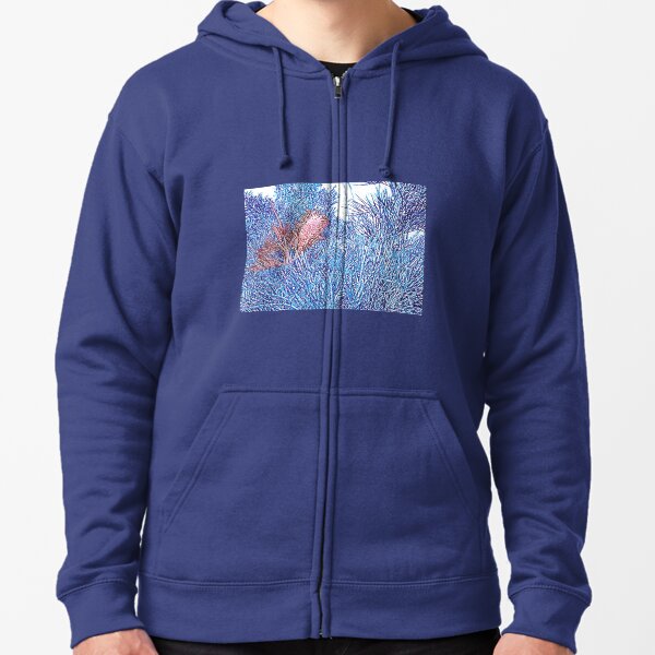 Red and Blue Grevillea Zipped Hoodie