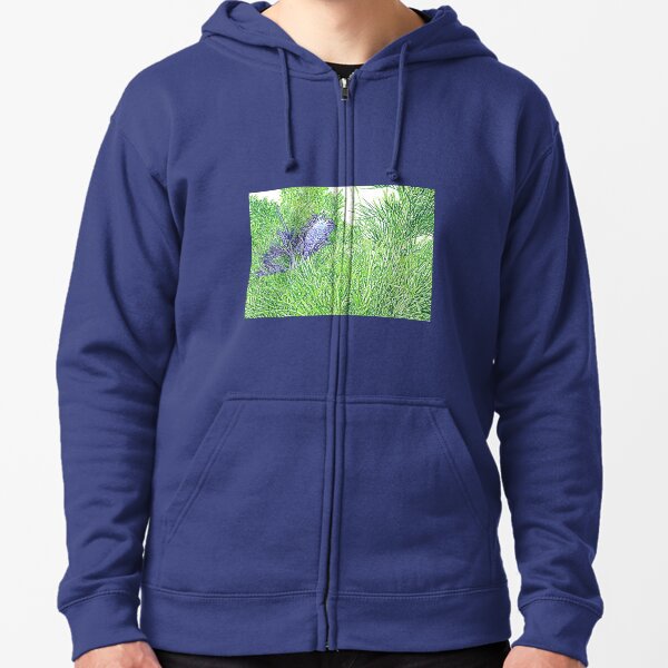 Green and Blue Grevillea Zipped Hoodie